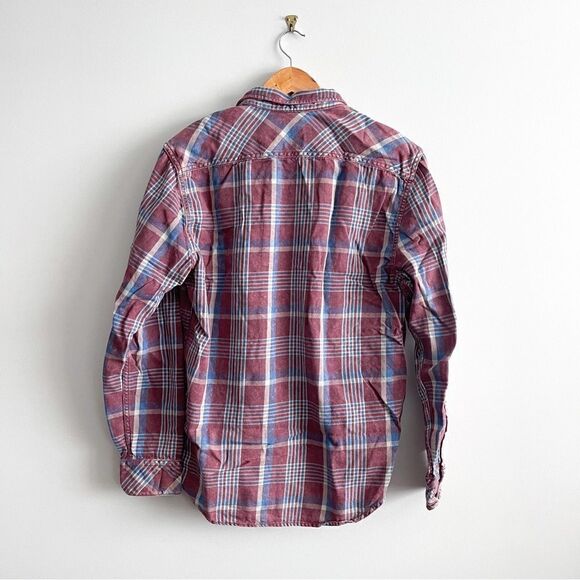Quiksilver Modern Shirt Plaid  Red Blue Button Up Men's M - Picture 2 of 10
